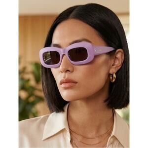 New! Celine CL40294I 78A Purple Rectangular Sunglasses Dark Lenses Authentic